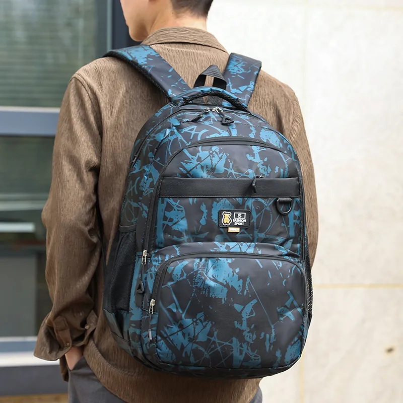 Dusen Kangaroo Oxford Backpack Regular Unisex Blue/Black Gray/Black Green/Black Blue-11
