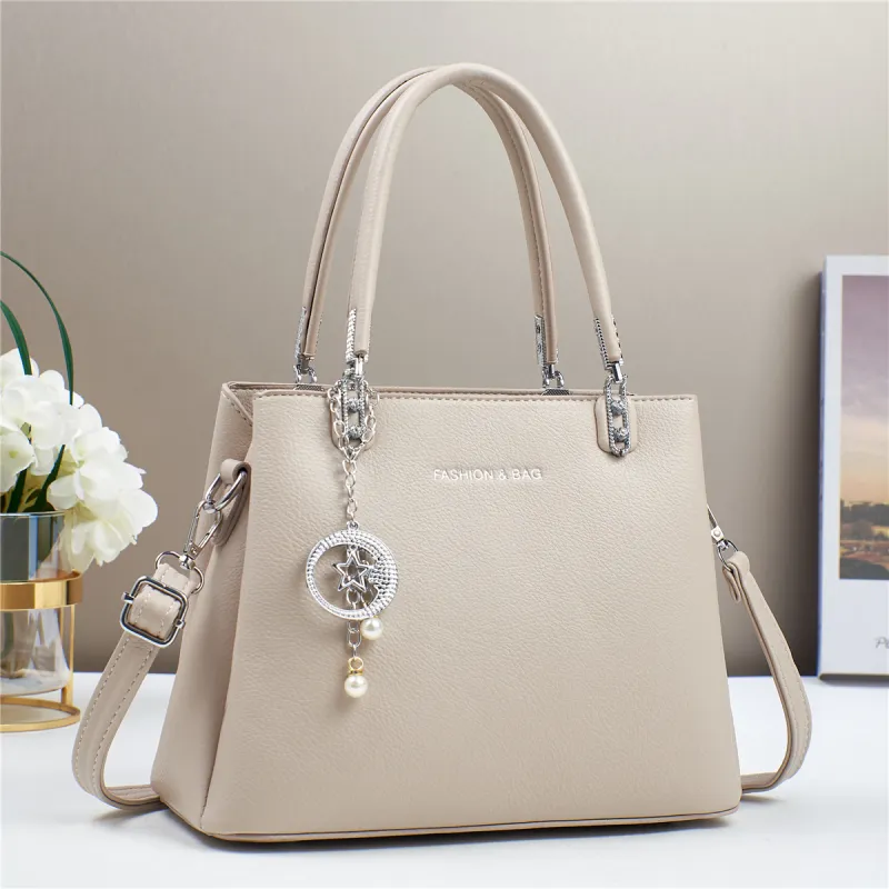 Dusen Kangaroo PU Handbag, Crossbody Bag, Shoulder Bag Regular Women's Ecru/Apricot/Black/Khaki-3