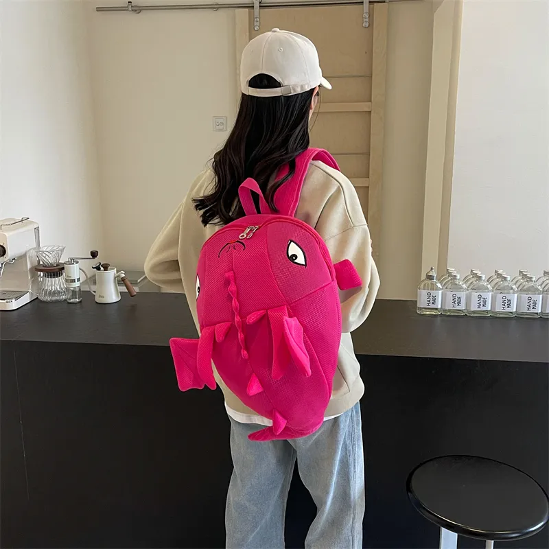 Dusen Kangaroo Nylon Fabric Backpack Regular Unisex Black/Gray/Rose Red/Neon Green/Blue-11