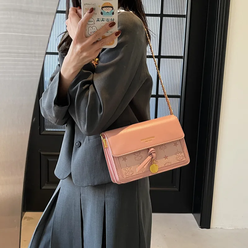 Dusen Kangaroo PU Crossbody Bag Women's Black/Ecru/Pink-15