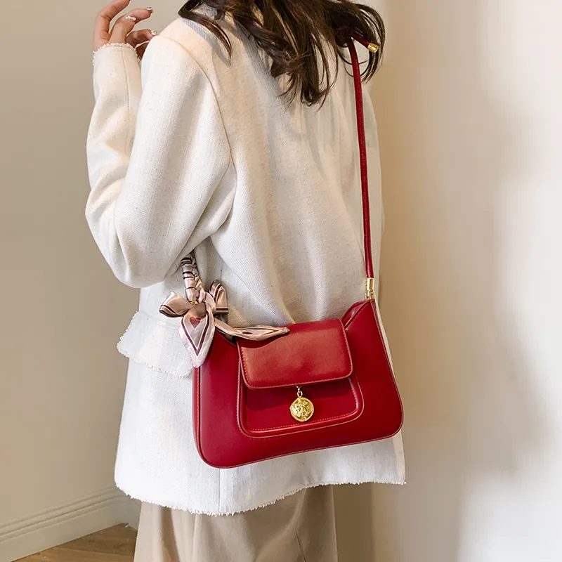 Dusen Kangaroo PU Crossbody Bag, Shoulder Bag Women's Black/Red-11