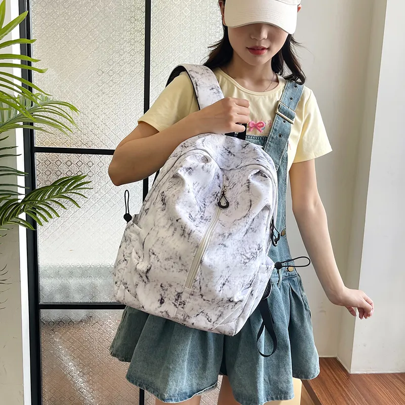 Dusen Kangaroo Nylon Backpack Unisex White/Black/Red/Dark Green/Light Green-2