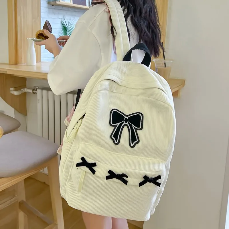 Dusen Kangaroo Nylon Backpack Women's White/Black-2