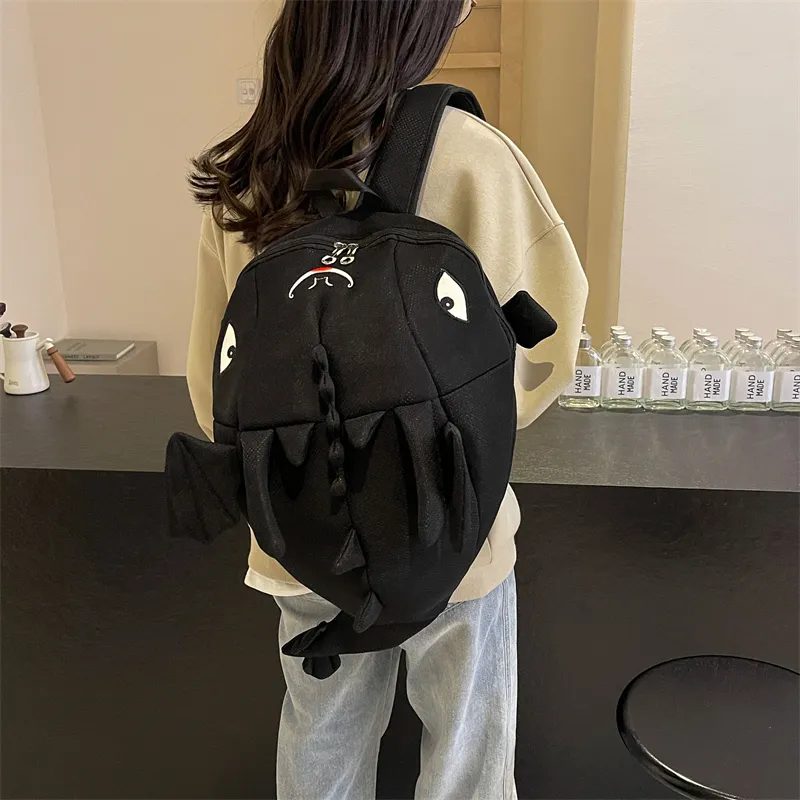 Dusen Kangaroo Nylon Fabric Backpack Regular Unisex Black/Gray/Rose Red/Neon Green/Blue-5