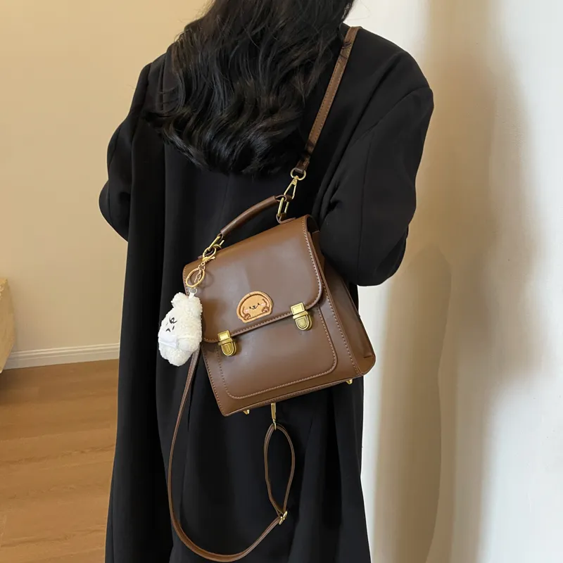 Dusen Kangaroo PU Backpack Regular Women's Coffee/Brown/Black-10