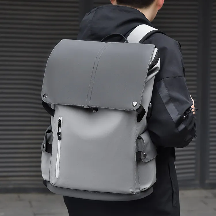 Dusen Kangaroo Abrasion Resistant Material Backpack Unisex Black/Gray/Light Gray-1