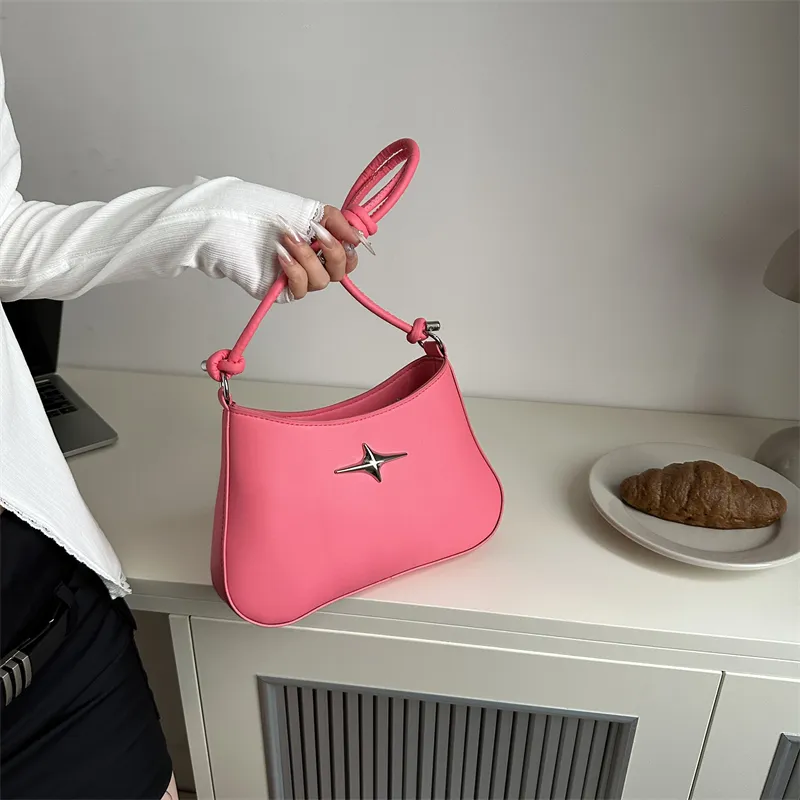 Dusen Kangaroo PU Shoulder Bag Regular Women's White/Black/Khaki/Green/Pink/Brown-2