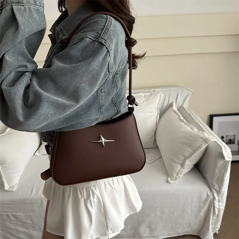 Dusen Kangaroo PU Shoulder Bag Regular Women's White/Black/Khaki/Green/Pink/Brown-24
