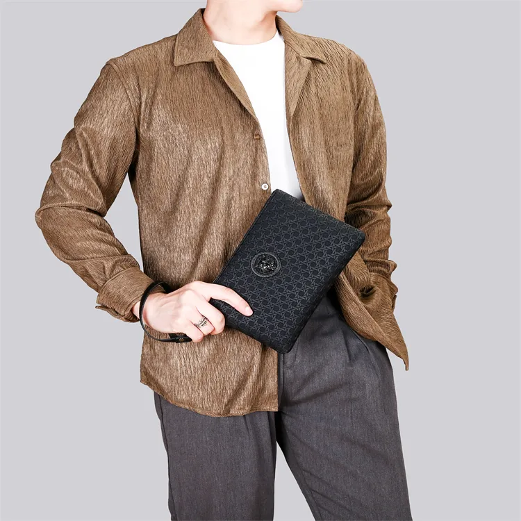 Dusen Kangaroo PU Clutch Men's Black-3