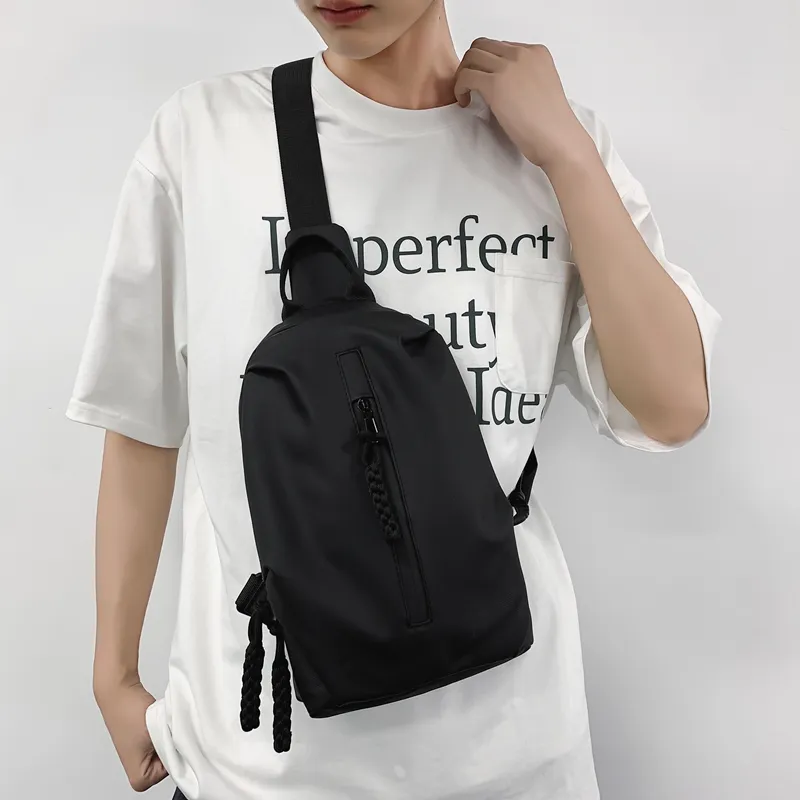 Dusen Kangaroo Nylon Sling Bag Regular Unisex White/Black-7