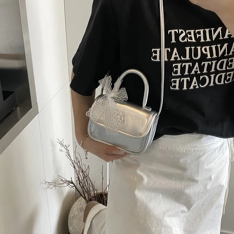 Dusen Kangaroo PU Crossbody Bag Regular Women's White/Silver/Black/Blue/Pink-11