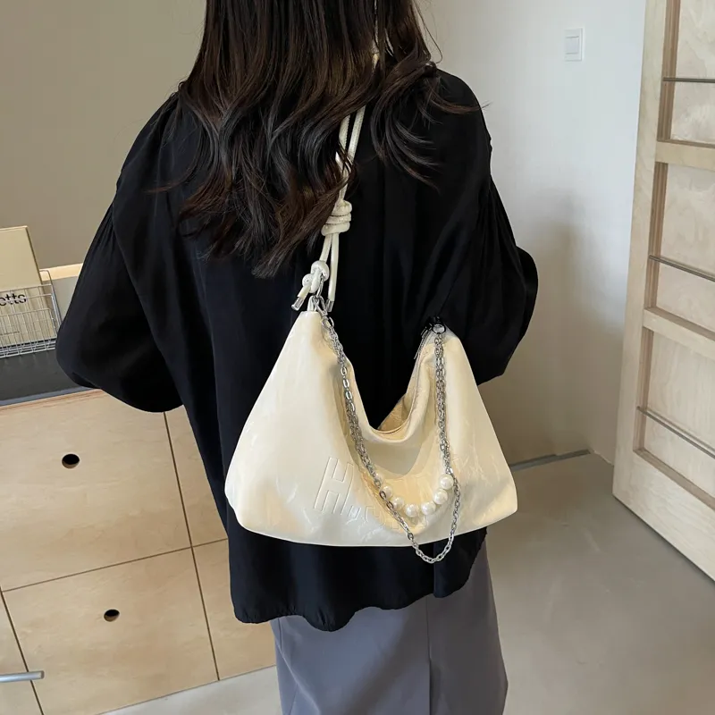 Dusen Kangaroo PU Tote Bag, Shoulder Bag Regular Women's Ecru/Silver/Black/Green-6