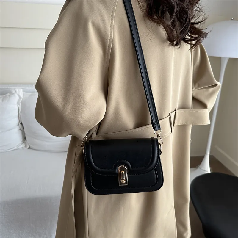 Dusen Kangaroo PU Small Square Bag, Crossbody Bag Regular Women's White/Black/Brown-9