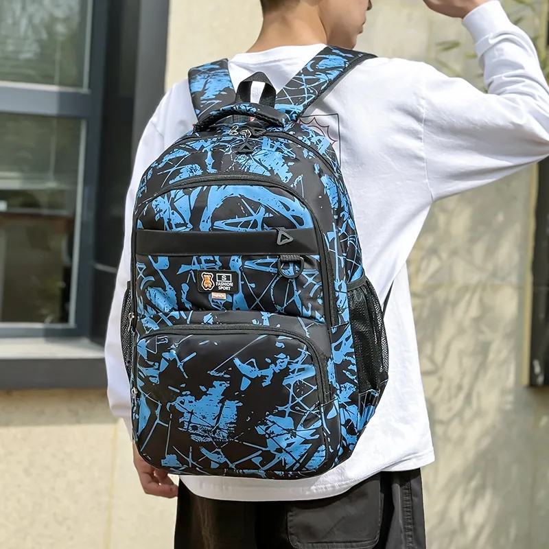 Dusen Kangaroo Oxford Backpack Regular Unisex Blue/Black Gray/Black Green/Black Blue-1