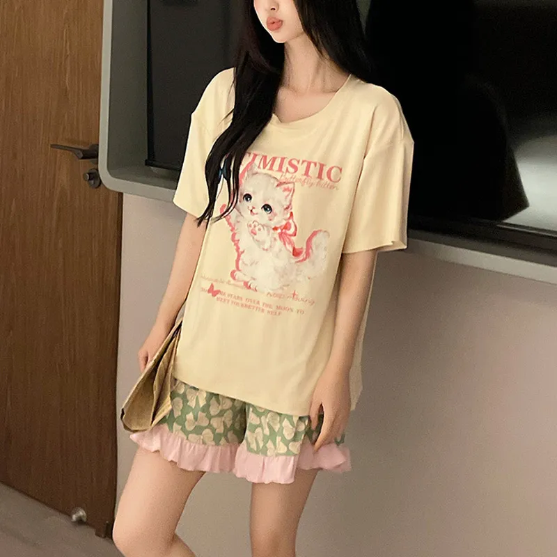 Xiang Ning Pai Pajama Set Women's Beige Yellow-2
