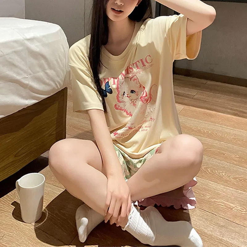Xiang Ning Pai Pajama Set Women's Beige Yellow-4