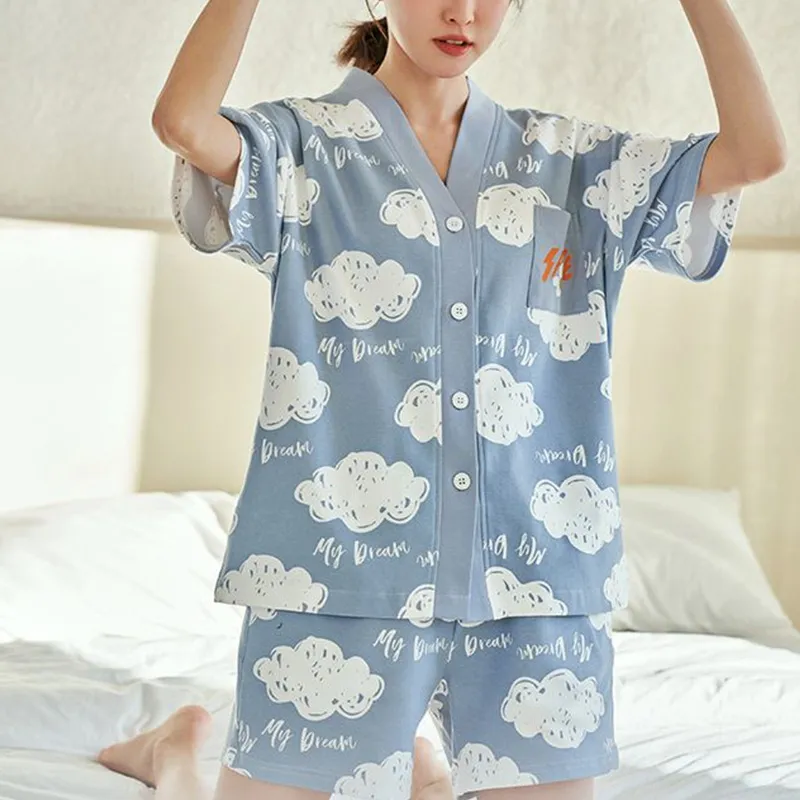 Xiang Ning Pai Pajama Set Women's Sky Blue-4