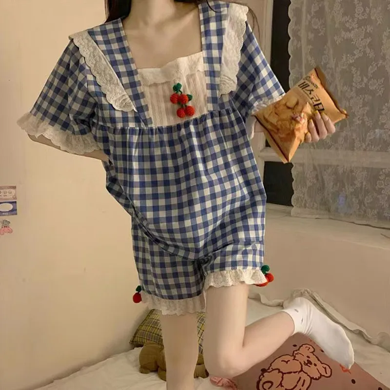 Xiang Ning Pai Pajama Set Women's Light Blue-1
