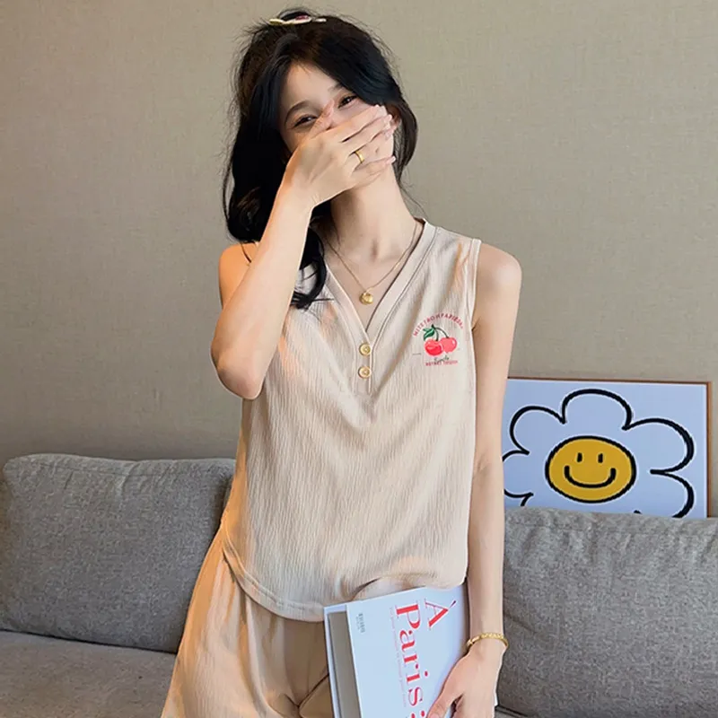 Xiang Ning Pai Pajama Set Women's Light Khaki-1