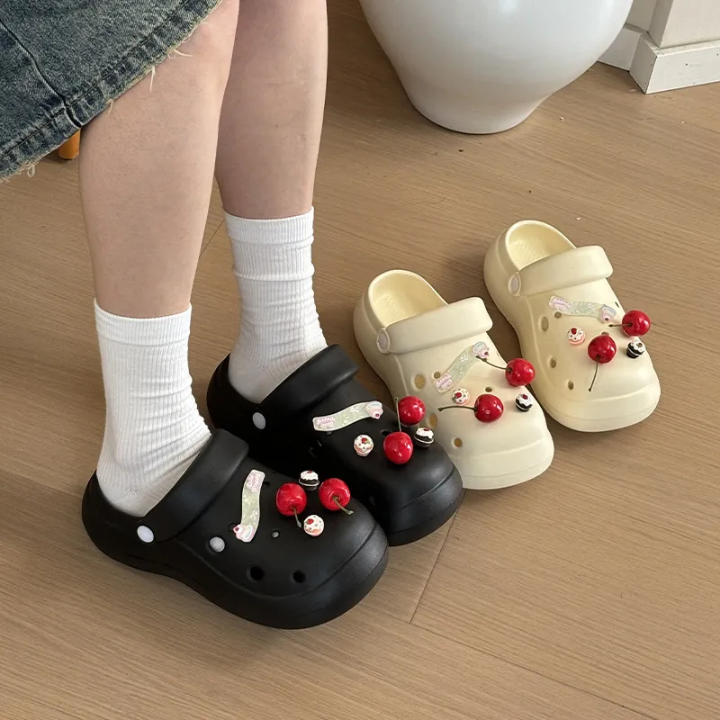 Xiang Ning Pai Sweet Style Cherry Design Closed Toe Cute Squashy And Bouncy Feeling Refreshing Platform Home Slippers-6