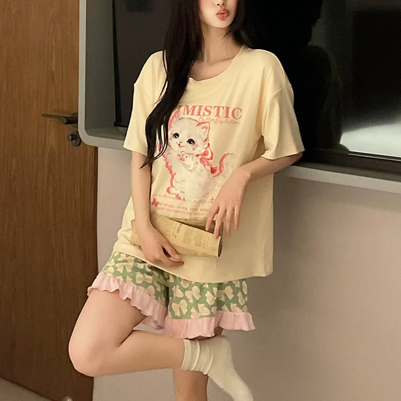 Xiang Ning Pai Pajama Set Women's Beige Yellow-1