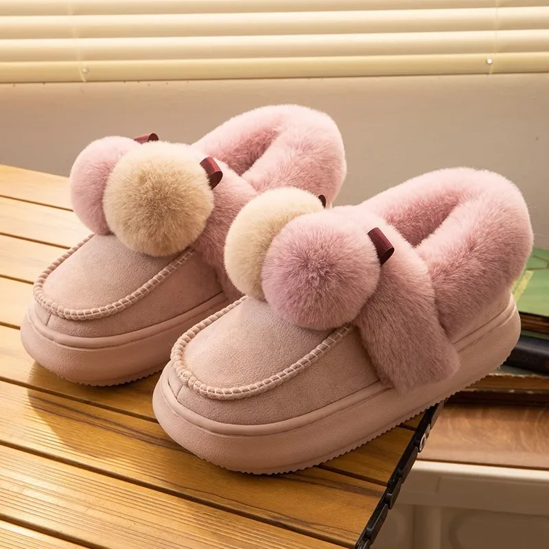 Xiang Ning Pai Cute And Playful Thickened Warm Fuzzy Cotton Slippers With Soft And Plush Design For Home Comfort-1