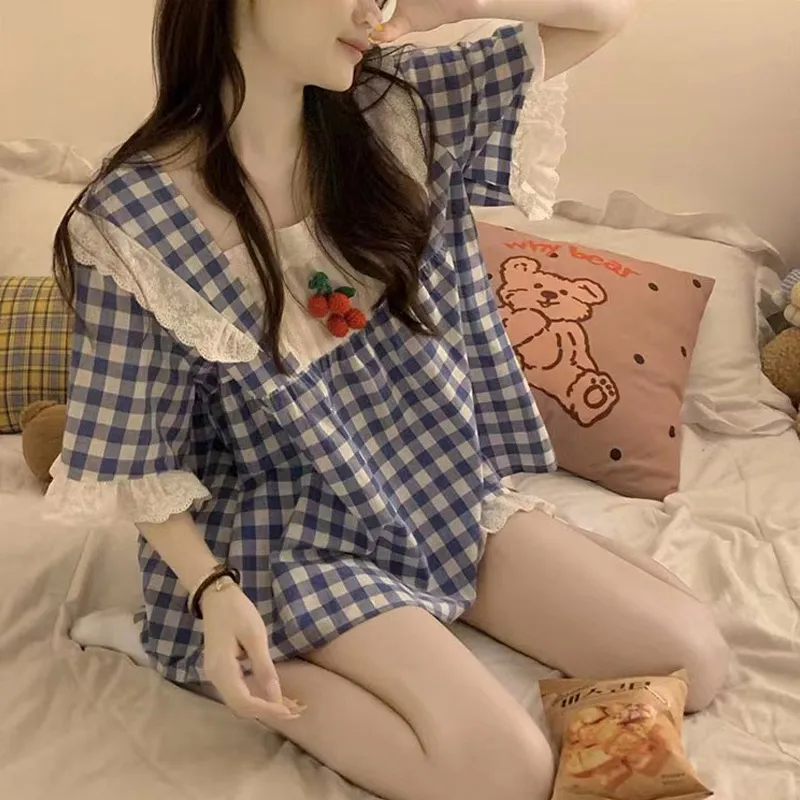 Xiang Ning Pai Pajama Set Women's Light Blue-6