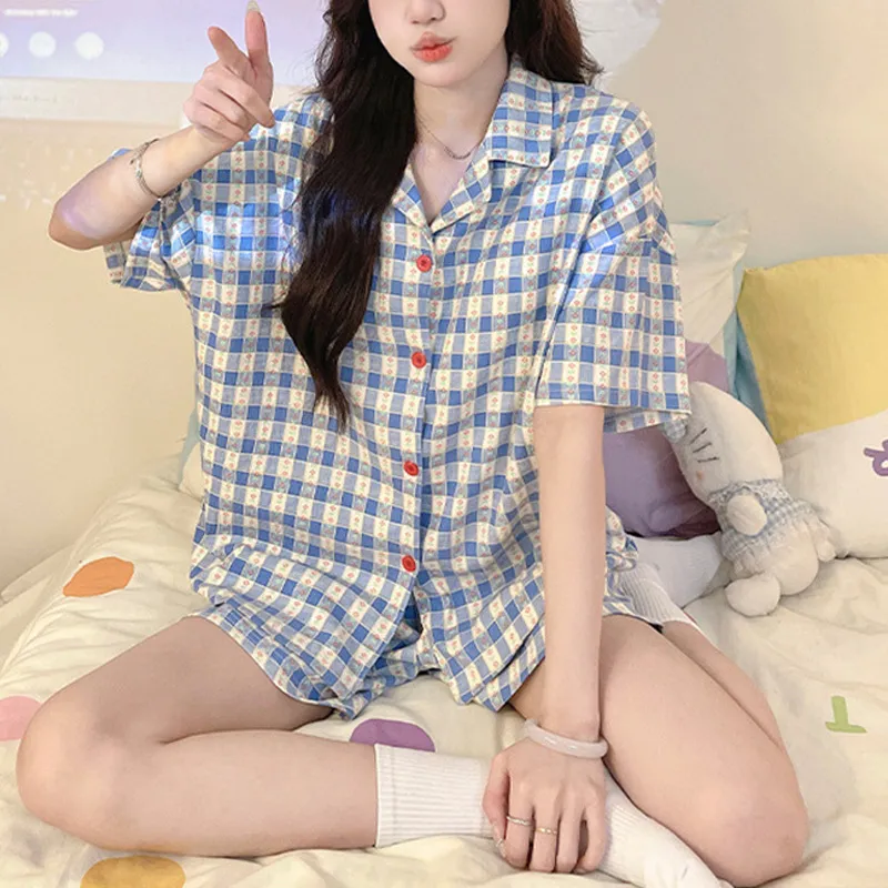 Xiang Ning Pai Pajama Set Women's Light Blue-4