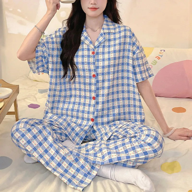 Xiang Ning Pai Pajama Set Women's Light Blue-5