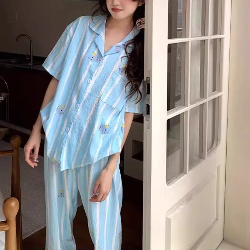 Xiang Ning Pai Pajama Set Women's Light Blue-6