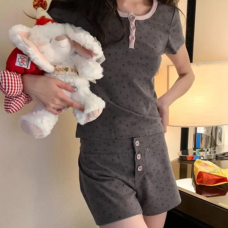 Xiang Ning Pai Pajama Set Women's Chocolate-1