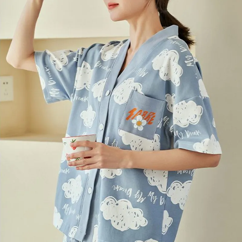 Xiang Ning Pai Pajama Set Women's Sky Blue-3