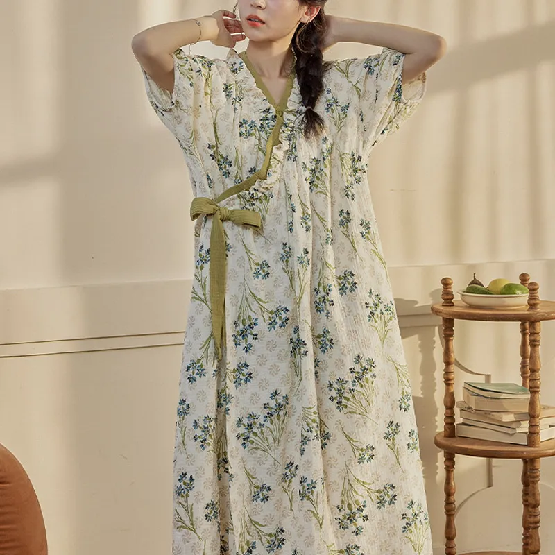 Xiang Ning Pai Nightgown Women's Beige-2