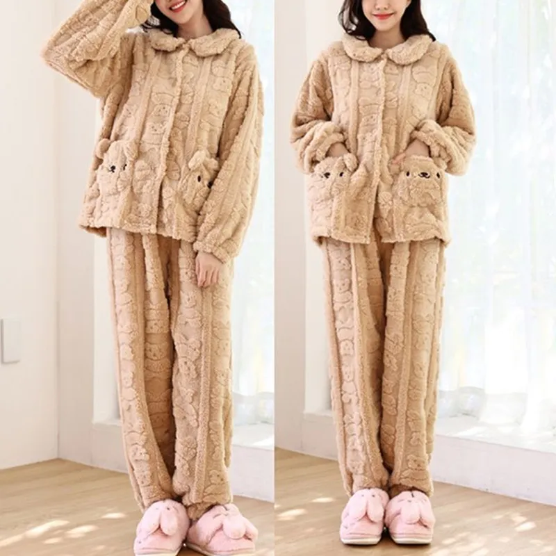 Xiang Ning Pai Pajama Set Women's Khaki-4