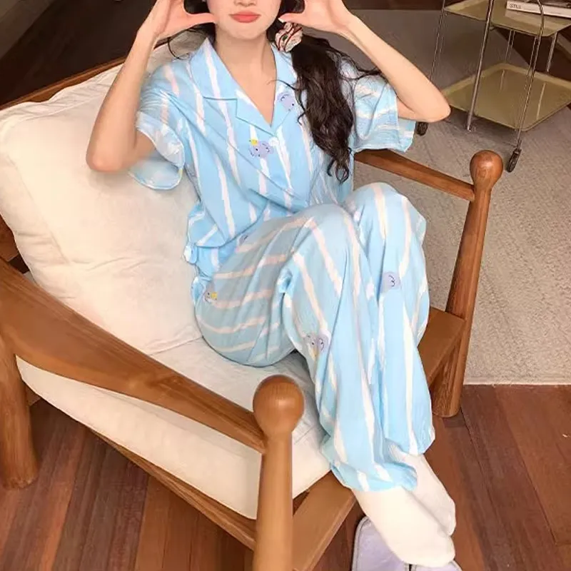 Xiang Ning Pai Pajama Set Women's Light Blue-7