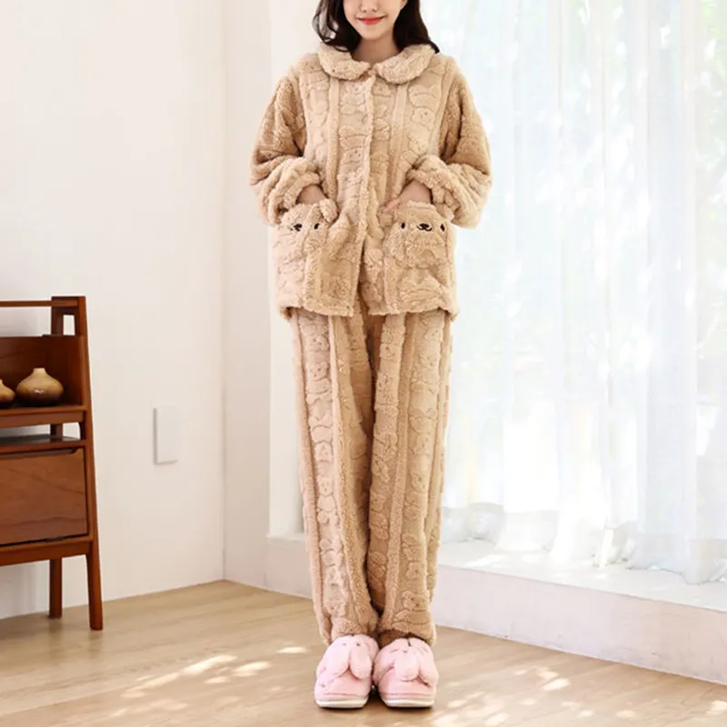 Xiang Ning Pai Pajama Set Women's Khaki-3