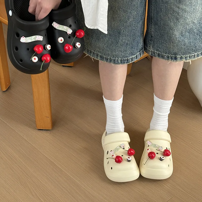 Xiang Ning Pai Sweet Style Cherry Design Closed Toe Cute Squashy And Bouncy Feeling Refreshing Platform Home Slippers-5