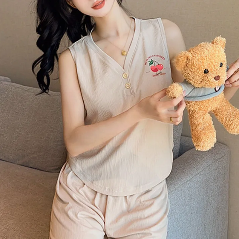 Xiang Ning Pai Pajama Set Women's Light Khaki-4