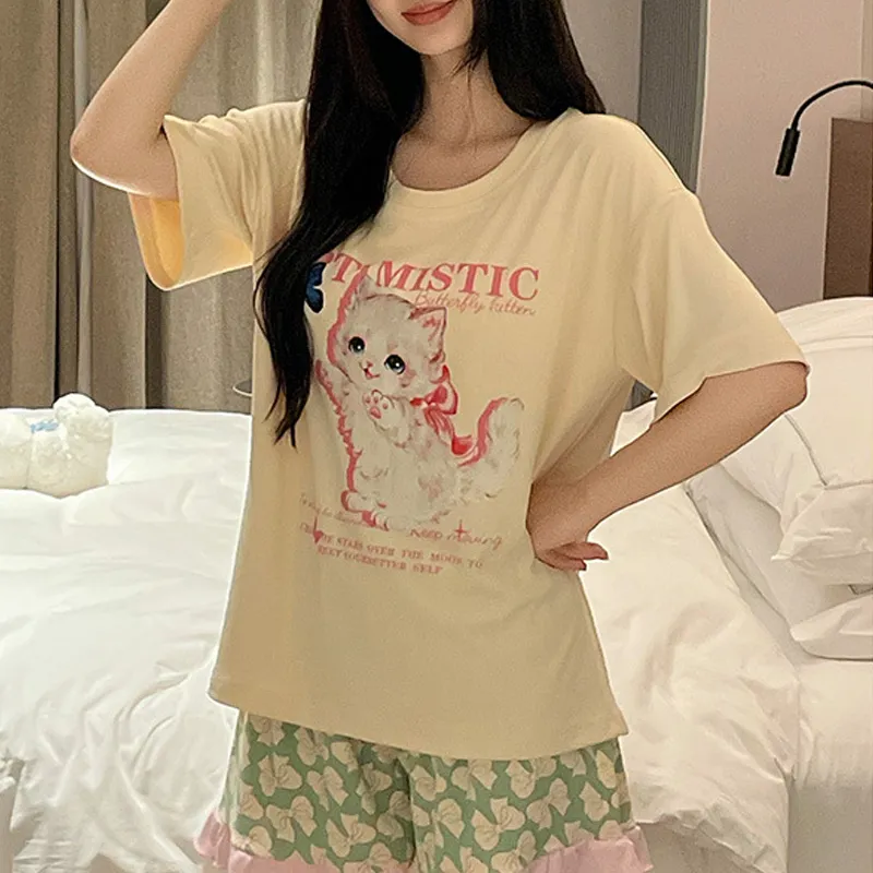 Xiang Ning Pai Pajama Set Women's Beige Yellow-3