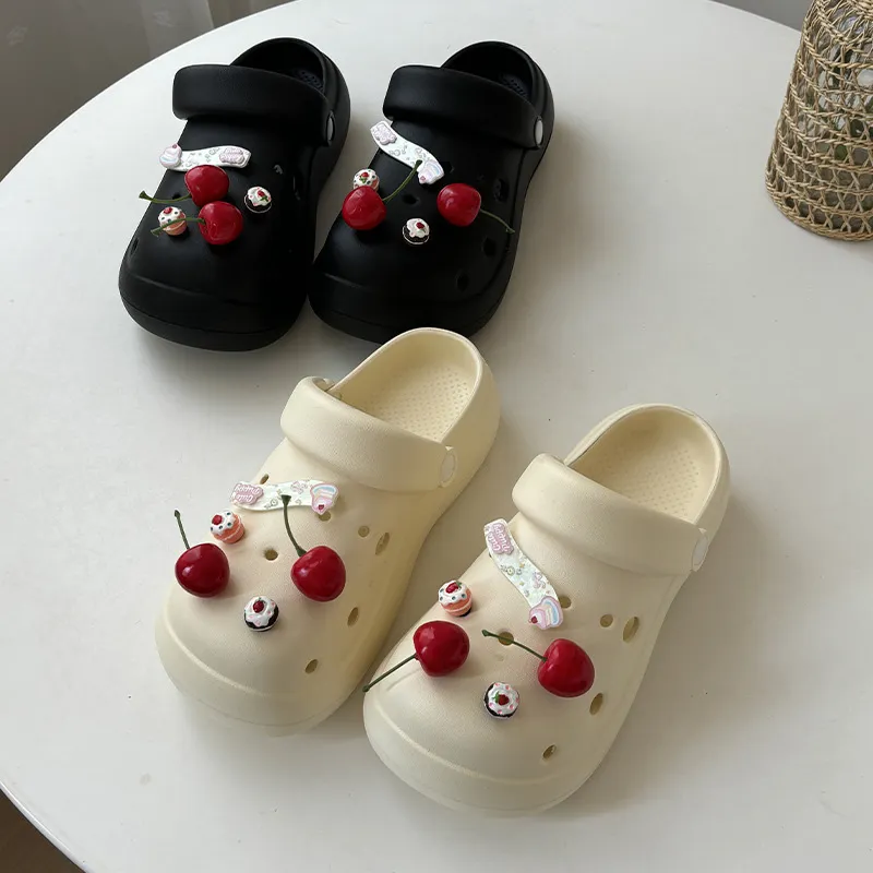 Xiang Ning Pai Sweet Style Cherry Design Closed Toe Cute Squashy And Bouncy Feeling Refreshing Platform Home Slippers-7