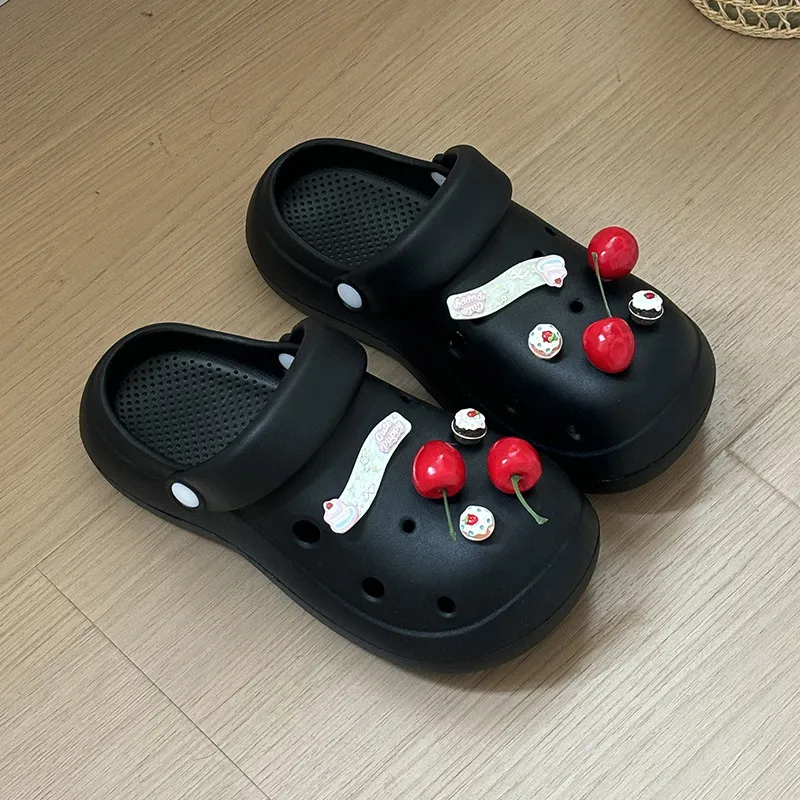Xiang Ning Pai Sweet Style Cherry Design Closed Toe Cute Squashy And Bouncy Feeling Refreshing Platform Home Slippers-4