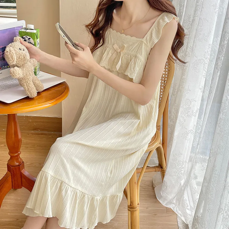 Xiang Ning Pai Nightgown Women's Milk White-2
