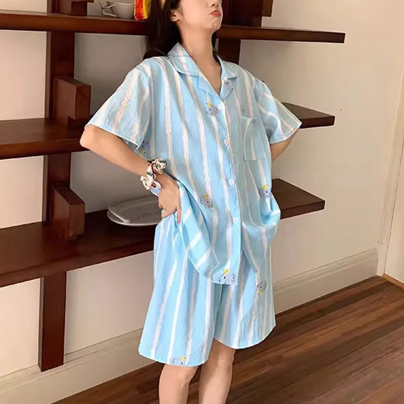 Xiang Ning Pai Pajama Set Women's Light Blue-4
