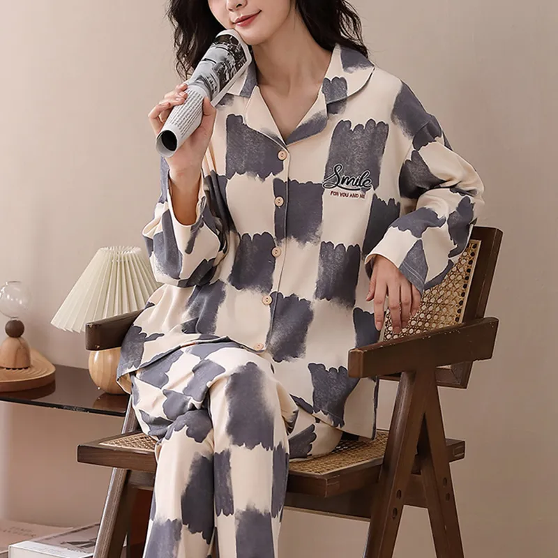 Xiang Ning Pai Pajama Set Unisex Cream Gray-3