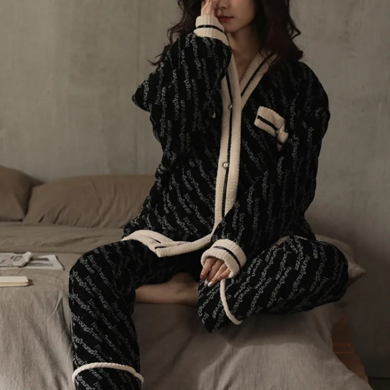 Xiang Ning Pai Pajama Set Women's Elegant Black-3