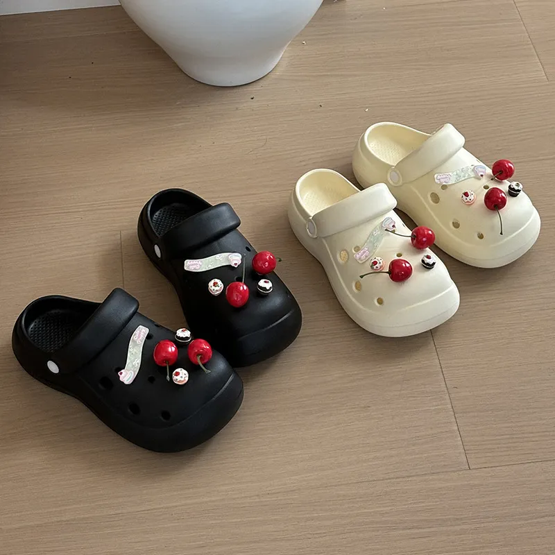 Xiang Ning Pai Sweet Style Cherry Design Closed Toe Cute Squashy And Bouncy Feeling Refreshing Platform Home Slippers-3
