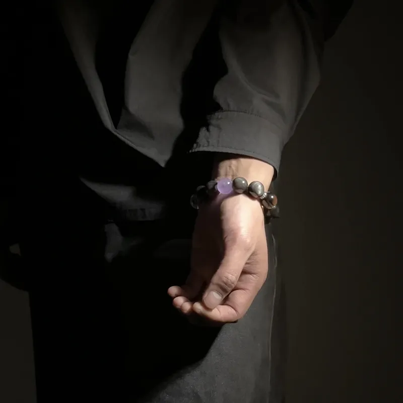 MOUNTAINS AND MANS Obsidian Luxury Good Luck Beaded Bracelet Men's-6