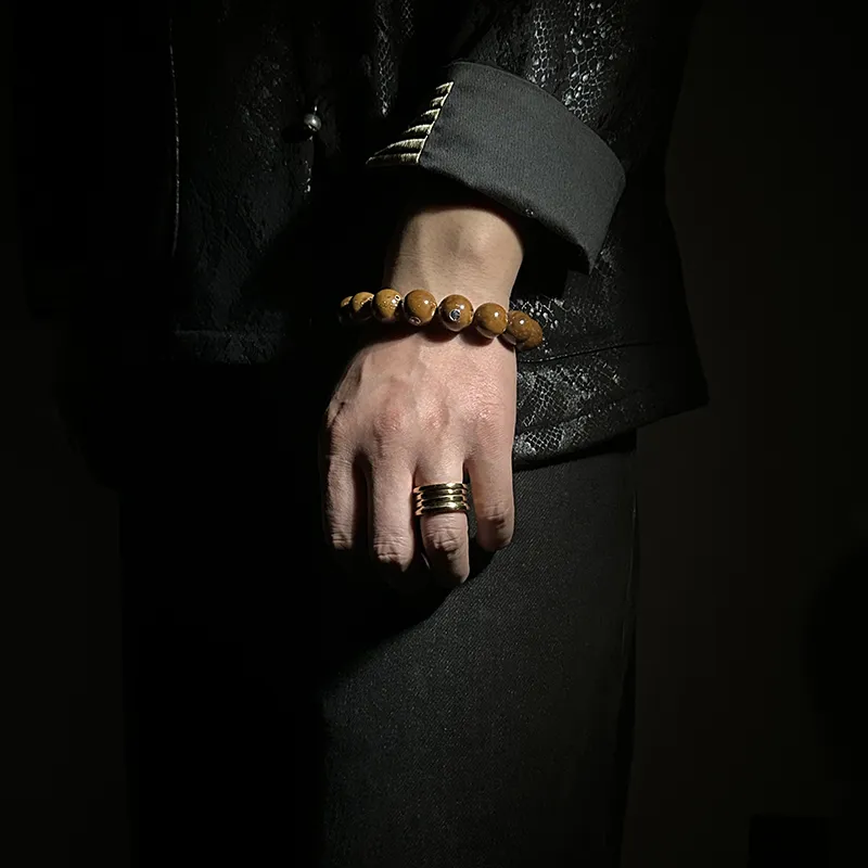 MOUNTAINS AND MANS Purple Gold Rat New Chinese Style Wealth Rolling Good Luck Beaded Bracelet Men's-5