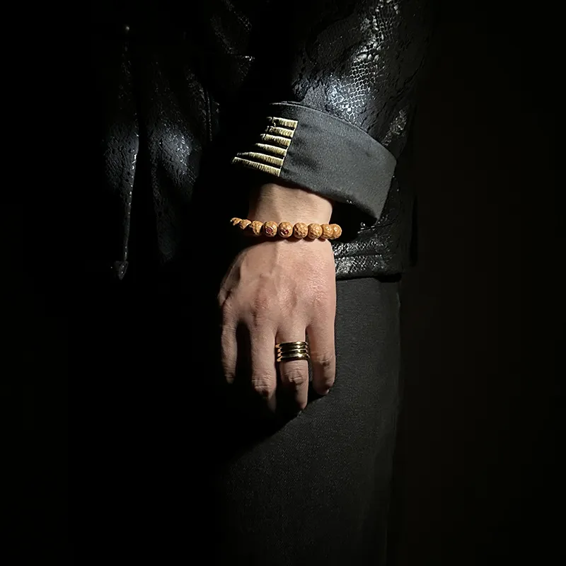 MOUNTAINS AND MANS Monkey Head Walnut New Chinese Style Prosperity And Good Luck Beaded Bracelet Unisex-5