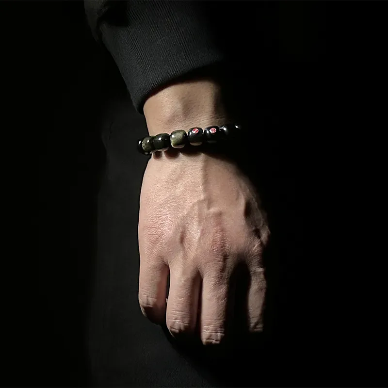 MOUNTAINS AND MANS Obsidian New Chinese Style Prosperity And Good Luck Beaded Bracelet Unisex-8